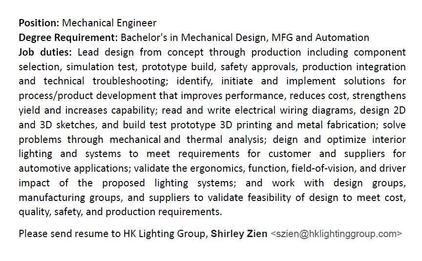 Mechanical Engineer – Job Description